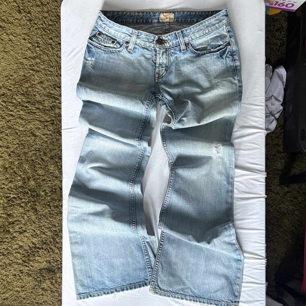 BKE Light Blue wide flare Leg Jeans low rise 2000s y2k style heavy 100%cotton 29